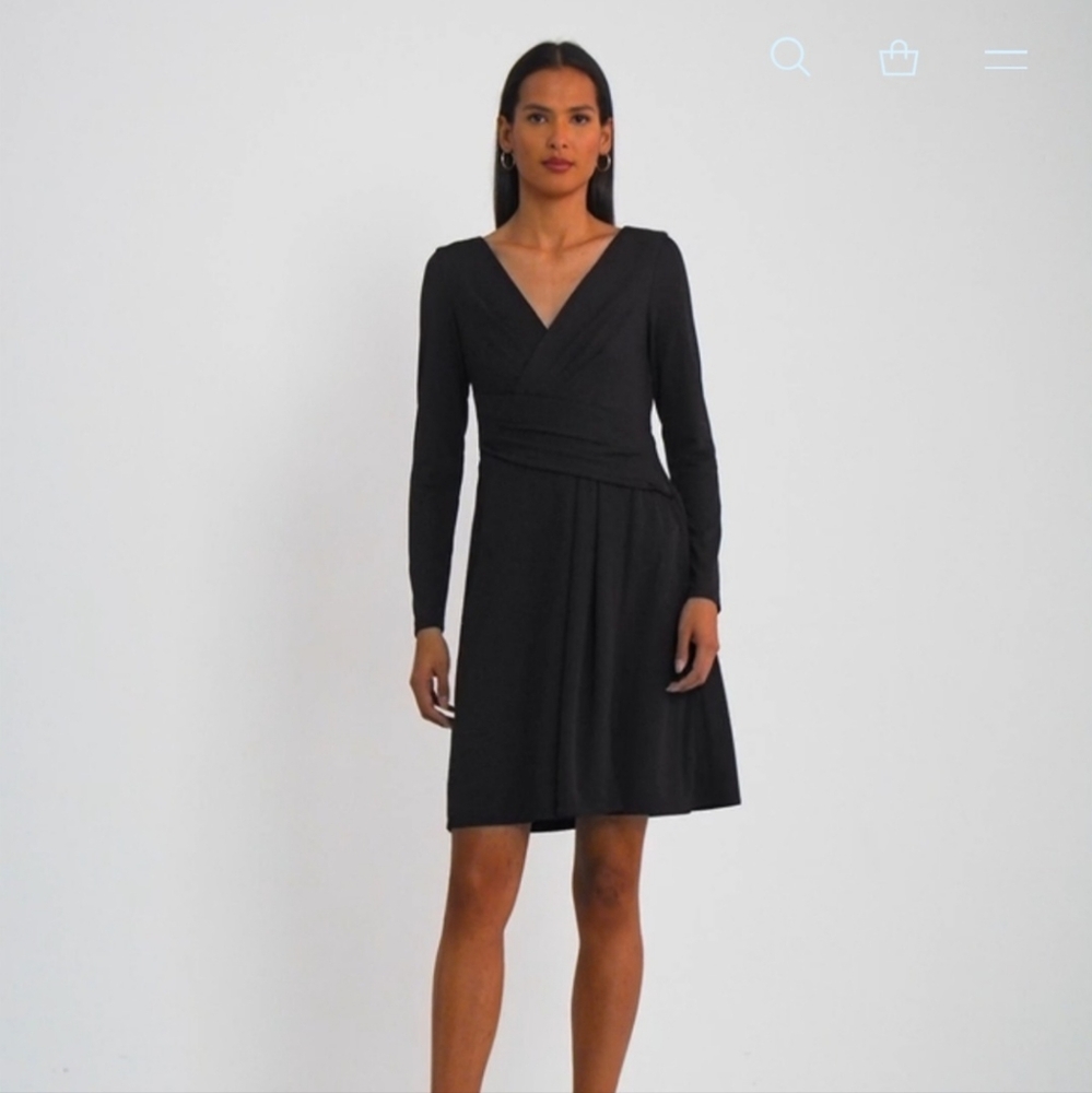 RALPH LAUREN BLACK LABEL JERSEY LONG SLEEVE BLACK DRESS SIZE 14 NWT